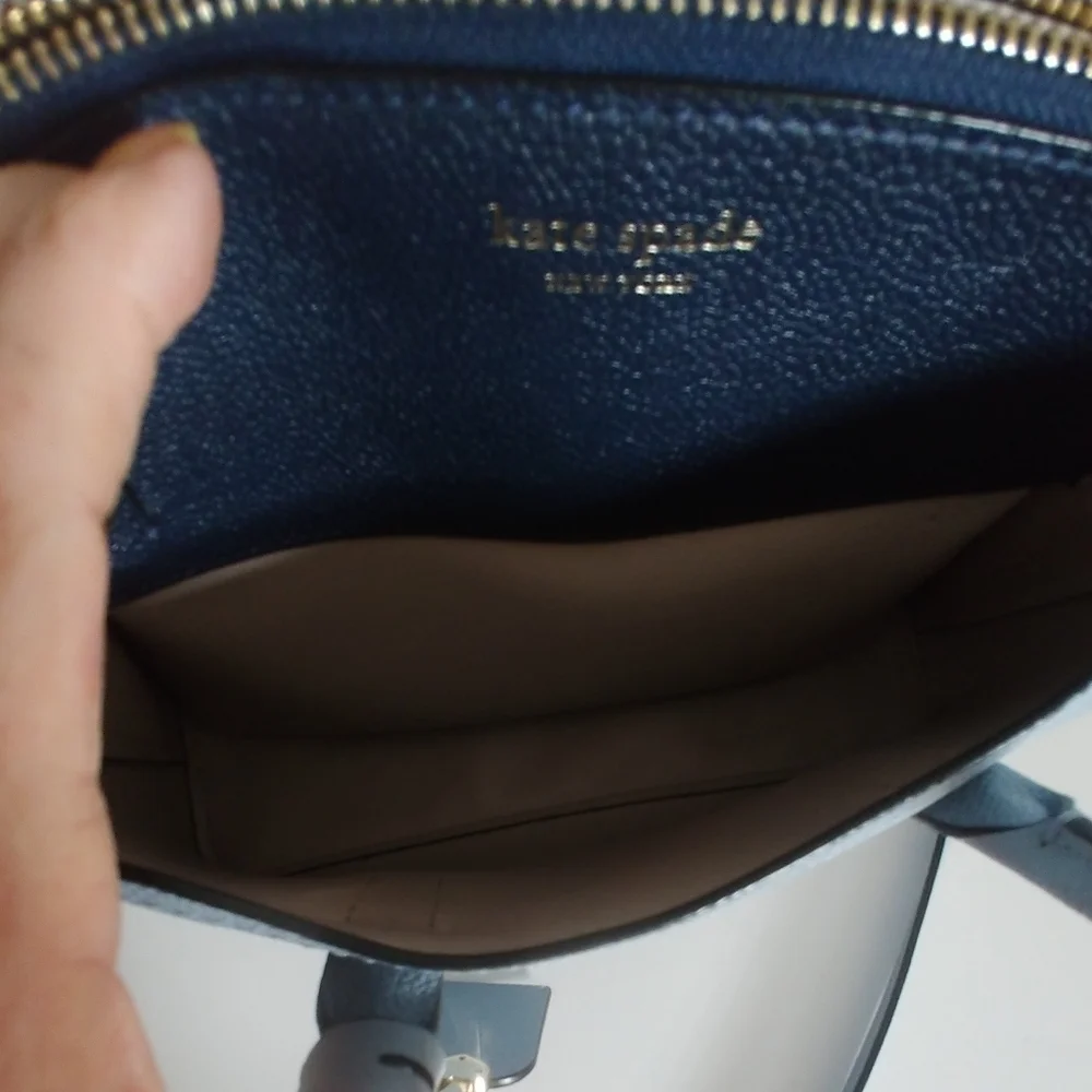 Kate Spade Light Blue Leather Satchel with Heart Tag